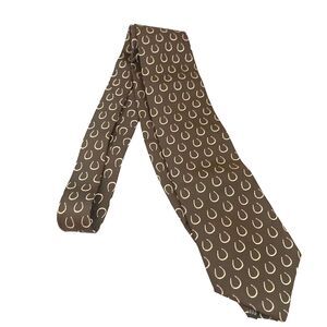 #5550 Circle S Brown Horse Shoe Pattern Necktie, Tie 61 x 4